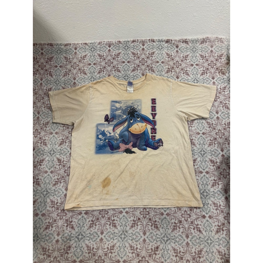 Vintage Disney Eeyore T-Shirt Cream Graphic Tee Women 18/20 LB1440 Winnie Pooh